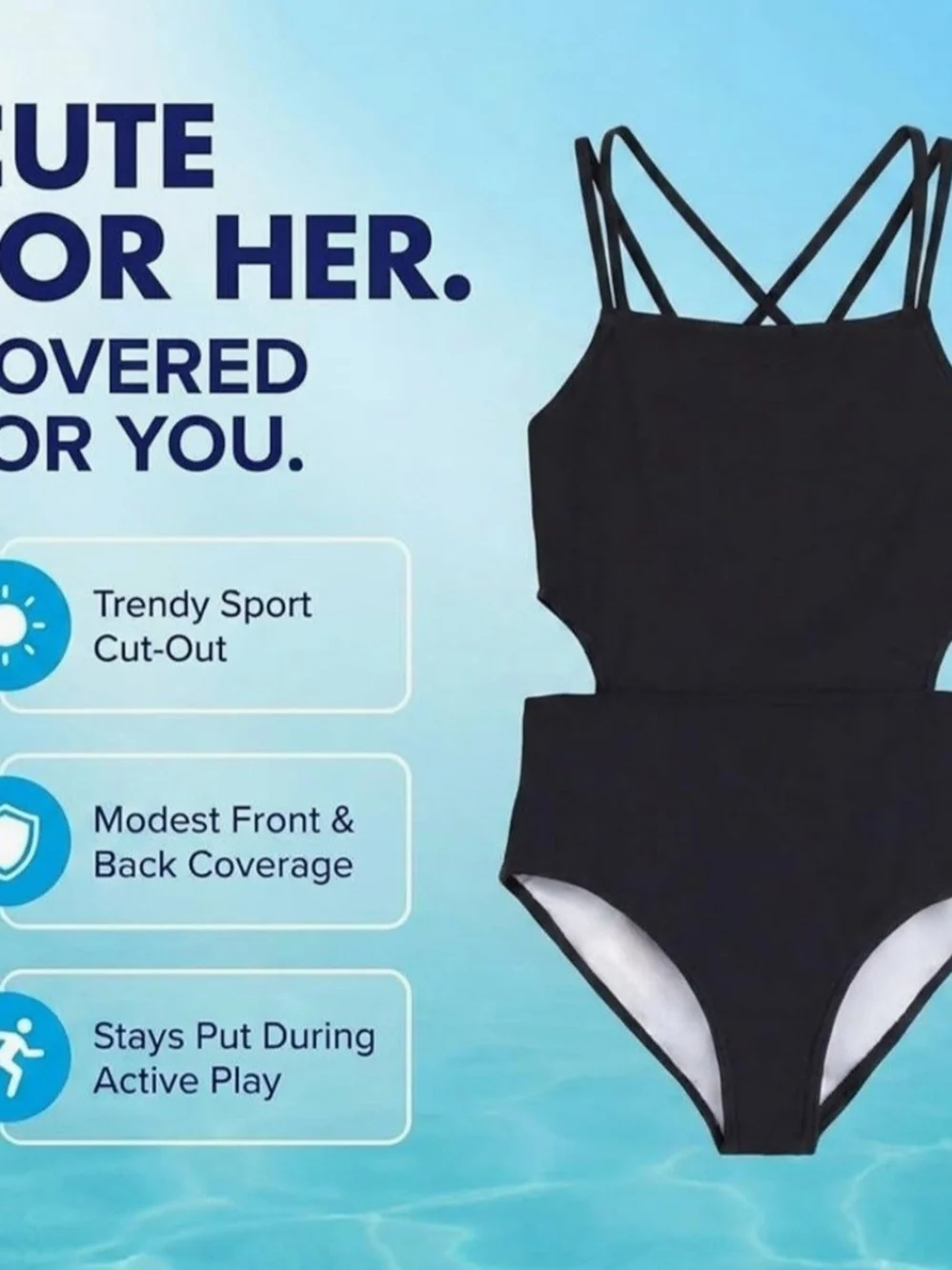 Kanu Surf Kids One-Piece Swimsuit — Black